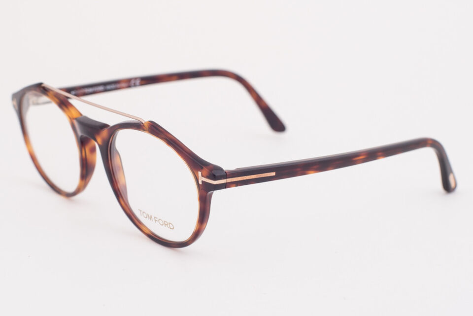 Tom Ford 5455 052 Havana Gold Oval Eyeglasses TF5455 052 50mm