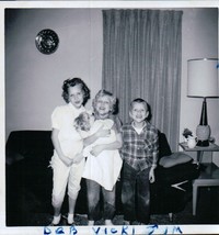  Vintage Giggling Siblings Posing For A Picture In Front Of A Retro Sofa... - $5.99