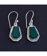 Green Onyx Earrings Coffin Drop Dangle Earrings For Women Handmade Gift ... - $59.96 CAD