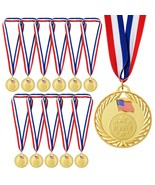 12-Pack Gold Medals For Kids And Adults, 2.75 Inch Real Metal With Ribbon - £30.58 GBP