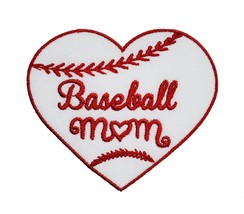 Baseball Mom Baseball Heart Embroidered Applique Iron/Sew On Patch Sports Play - £4.34 GBP+