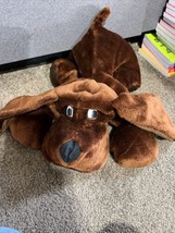 Dog Plush Brown  15 Inch Flat Lying  Stuffed Animal Toy Floppy Ears - $18.76