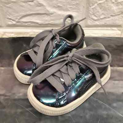 Puma Basket Classic Holo purple hologram Baby shoes sneakers size 4c - $35.38