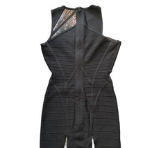 Herve Leger XS Black Bandage Sequin Embellished Bodycon Dress 35" Glam Party image 8