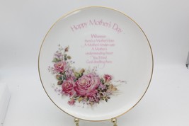 Happy Mother&#39;s Day Plate 8 inch Pink Roses Floral Design &amp; Verse Laessig Vintage - £7.82 GBP