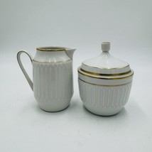 Rare Hutschenreuter Luxor Germany Porcelain 3106 Creamer &amp; Sugar White G... - £131.80 GBP