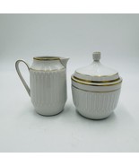 Rare Hutschenreuter Luxor Germany Porcelain 3106 Creamer &amp; Sugar White G... - £132.21 GBP