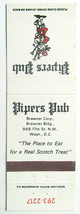 Pipers Pub - Washington, DC Restaurant 20 Strike Matchbook Cover D.C. Matchcover - £1.39 GBP