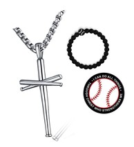 Baseball Cross Pendant Necklace.Baseball Bats Steel - $69.39