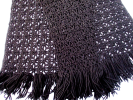 Black Elegant Crocheted Handmade Acrylic Wrap Shawl Large Scarf Vintage ... - $18.99