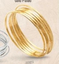 Women's 6 Piece Bangle Bracelet Set 18 carat Gold Plated Stainless Steel - £22.77 GBP