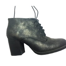 Soda Womens Heeled Bootie Size 7.5 Faux Leather Black Lace Up Boots 3&quot; Heel - $13.83