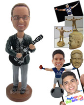 Personalized Bobblehead Guitarist Pal Playing Guitar Wearing A Jacket - ... - £72.33 GBP