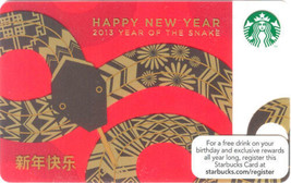Starbucks 2013 Year Of The Snake Collectible Gift Card New No Value - £3.12 GBP