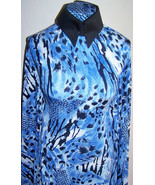 Royal Blue Black and White Textured Animal Print Lycra Stretch Fabric 42... - £17.31 GBP