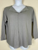 Forever 21 + Womens Plus Size 0X Gray Waffle Knit Blouse Long Sleeve - £6.01 GBP