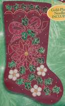 DIY Bucilla Glitter &amp; Glitz Poinsettia Holly Christmas Felt Stocking Kit... - $56.95