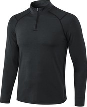 Men&#39;S Sports Shirts 1/4 Zip Up Long Sleeve Thermal Athletic Running Tops... - £35.13 GBP