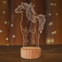 Horse Lamp 3D Illusion Animal Night Light Led Warm White Table Lamps For Kids Gi - £24.29 GBP