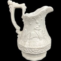Antique 1840 Ridgway Hanley Relief Molded Jug English Gothic Knights Sal... - €160,35 EUR