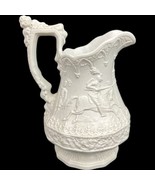 Antique 1840 Ridgway Hanley Relief Molded Jug English Gothic Knights Sal... - $251.35 CAD