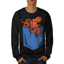 Wellcoda Octopus Pocket Mens Sweatshirt, Sea Animal Casual Pullover Jumper - $30.17+