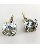 14K Solid Yellow Gold CZ Stud Earrings - 0.3 Grams- Signed 3CM CZ - $49.82