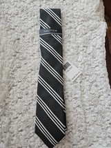 Nautica Men&#39;s Neck Tie Tie Gray WBlack&amp;White Stripe NWT  - $15.79