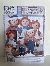 Simplicity Sewing Craft Patten 8043 Raggedy ann &amp; andy doll and clothes UNCUT - £7.06 GBP