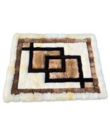 VTG 100% Alpaca Fur Wall Hanging Peru 55x70 Geometric Satin Lined Throw - $5,849.99 MXN