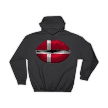Lips Danish Flag : Gift Hoodie Denmark Expat Country For Her Woman Feminine Wome - £28.30 GBP