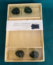 Novelty Pier One Imports 4 Glass Olive Cocktail Picks New Old Stock Seal... - $14.84