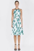 NEW ADELYN RAE Mina Print Fit &amp; Flare Halter Neck Dress In Ivy-white - S... - $1,091.86 MXN