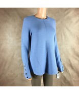 ALFANI Blue Long Sleeve Ribbed Swing Pullover Sweater w/Faux Buttons NWD... - £10.63 GBP