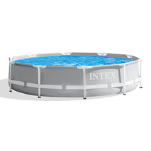 Intex 10&#39;x30&quot; Prism Metal Frame Round Outdoor Above Ground Swimming Pool,No Pump - £122.61 GBP