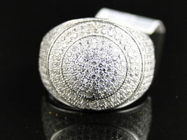 Round Cut Diamond ICY Mens Pave Set Pinky Band Ring 14K White Gold Finish - £90.17 GBP
