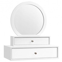 Makeup Dressing Wall Mounted Vanity Mirror with 2 Drawers - Color: White - £70.79 GBP