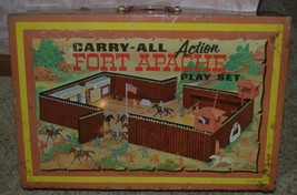 1968 MARX FORT APACHE CARRY ALL ACTION PARTIAL SET w/ TIN CASE #4685 - £104.62 GBP