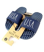 Rae Dunn Womens Sandals Slides USA Navy Blue White Stars Size 7 New - £15.56 GBP