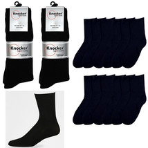12 Pairs Mens Knocker Dress Socks Casual Work Fashion Crew Size 10-13 Black - £39.30 GBP