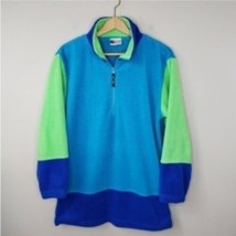 Vintage 90s Cheetah | Blue Green Colorblock Fleece Pullover, size medium - £15.45 GBP