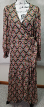 LC Lauren Conrad Long Maxi Dress Women Size 0X Multi Metallic Floral Wrap V Neck - £25.88 GBP