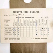 1932 Dexter High School Report Card Maine Walter Butler Education Epheme... - $19.99