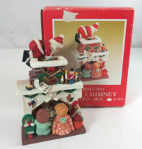 Vintage 1990s Coyne&#39;s &amp; Company Hand Painted Santa Chimney Hinged Box #D... - $270.80 MXN