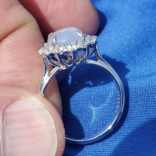 Earth mined Star Sapphire Diamond Deco Engagement Ring Diana Style Solitaire Item image 4