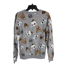Wound Up Womens Sweat Shirt Adult Size XS Gray Dog Lover Faces Long Sleeve - £17.61 GBP