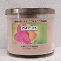 Bath &amp; Body Works Sweet Pea Pink Scented 3 Wick Candle 14.5oz RARE Label! - £50.34 GBP