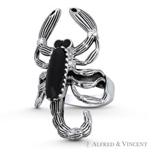 Scorpion Scorpio Zodiac Sign Onyx Right-Hand Statement Ring .925 Sterling Silver - £32.80 GBP