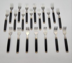 lot of 20 Stainless Steel Flatware Fork Black Handle, Taiwan - $19.06