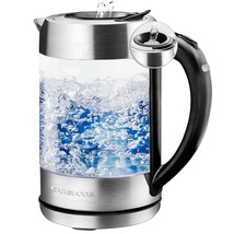OVENTE Electric Glass Hot Water Kettle Prontofill 1.7 Liter 1500W Silver KG612S - £58.70 GBP